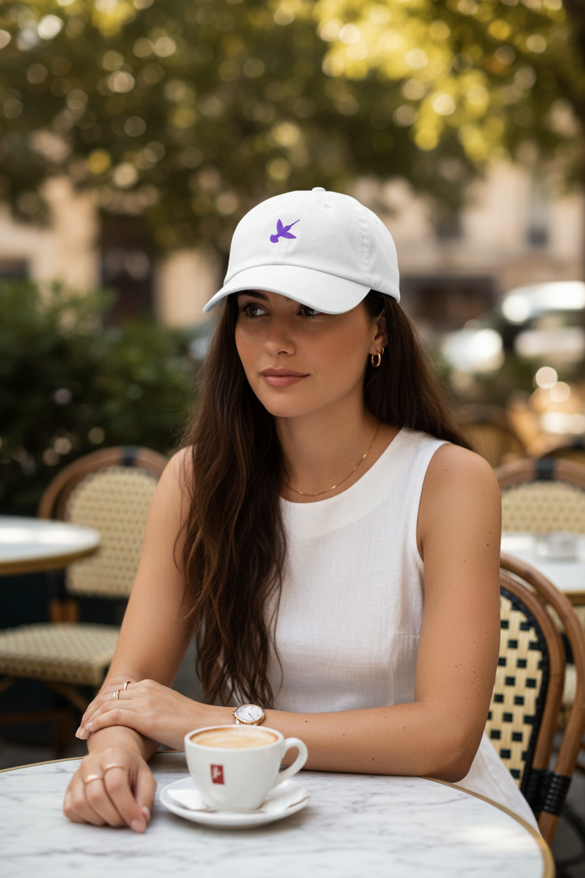 Belle Âme Signature Hummingbird Hat - White