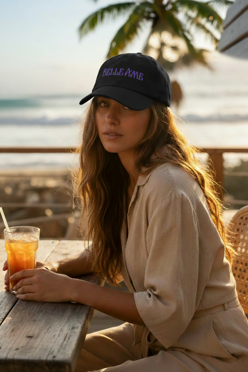 Belle Âme Black Hat - Girl at Beachside Table