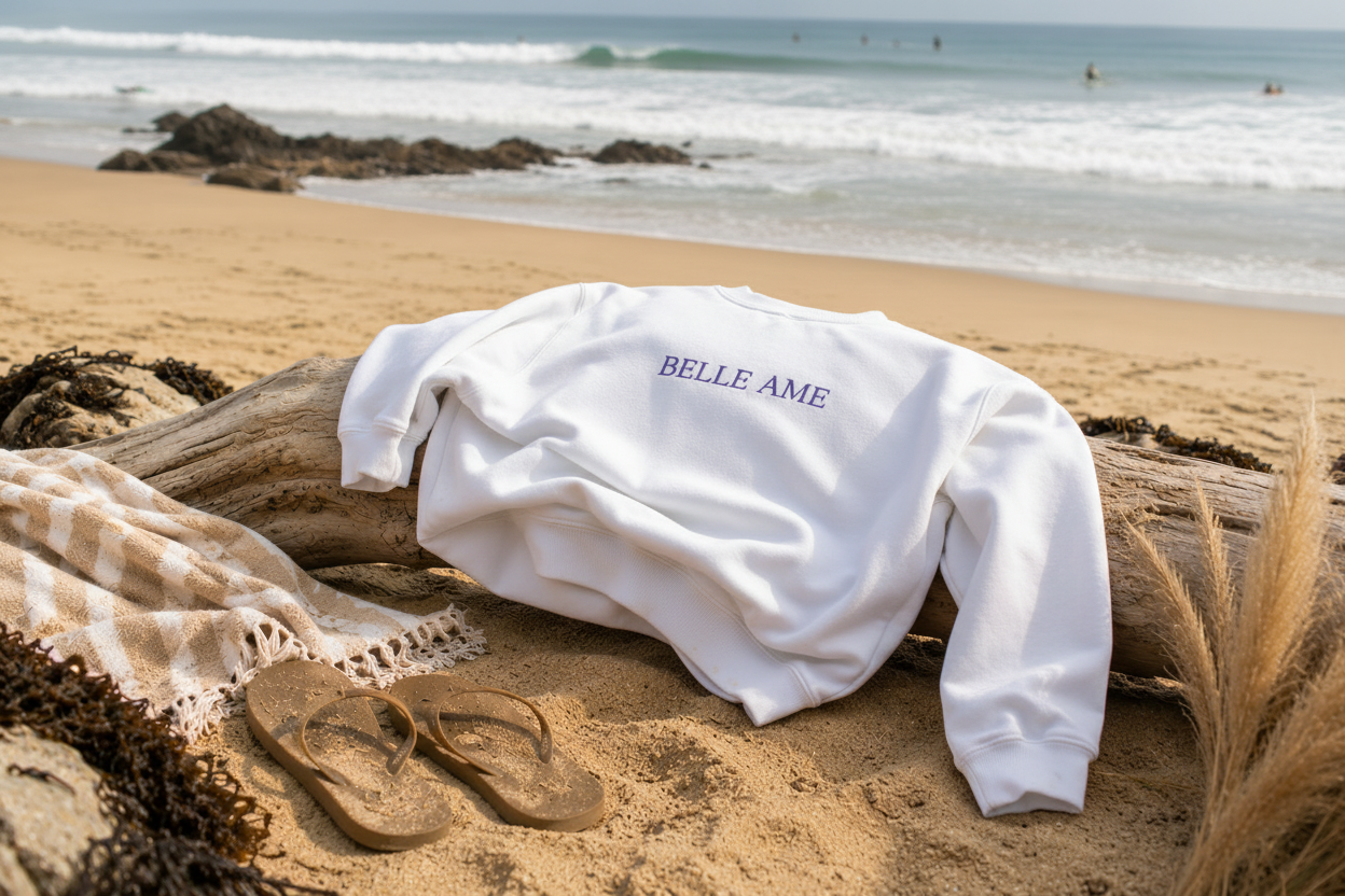 Belle Âme White Sweatshirt - Beach Driftwood